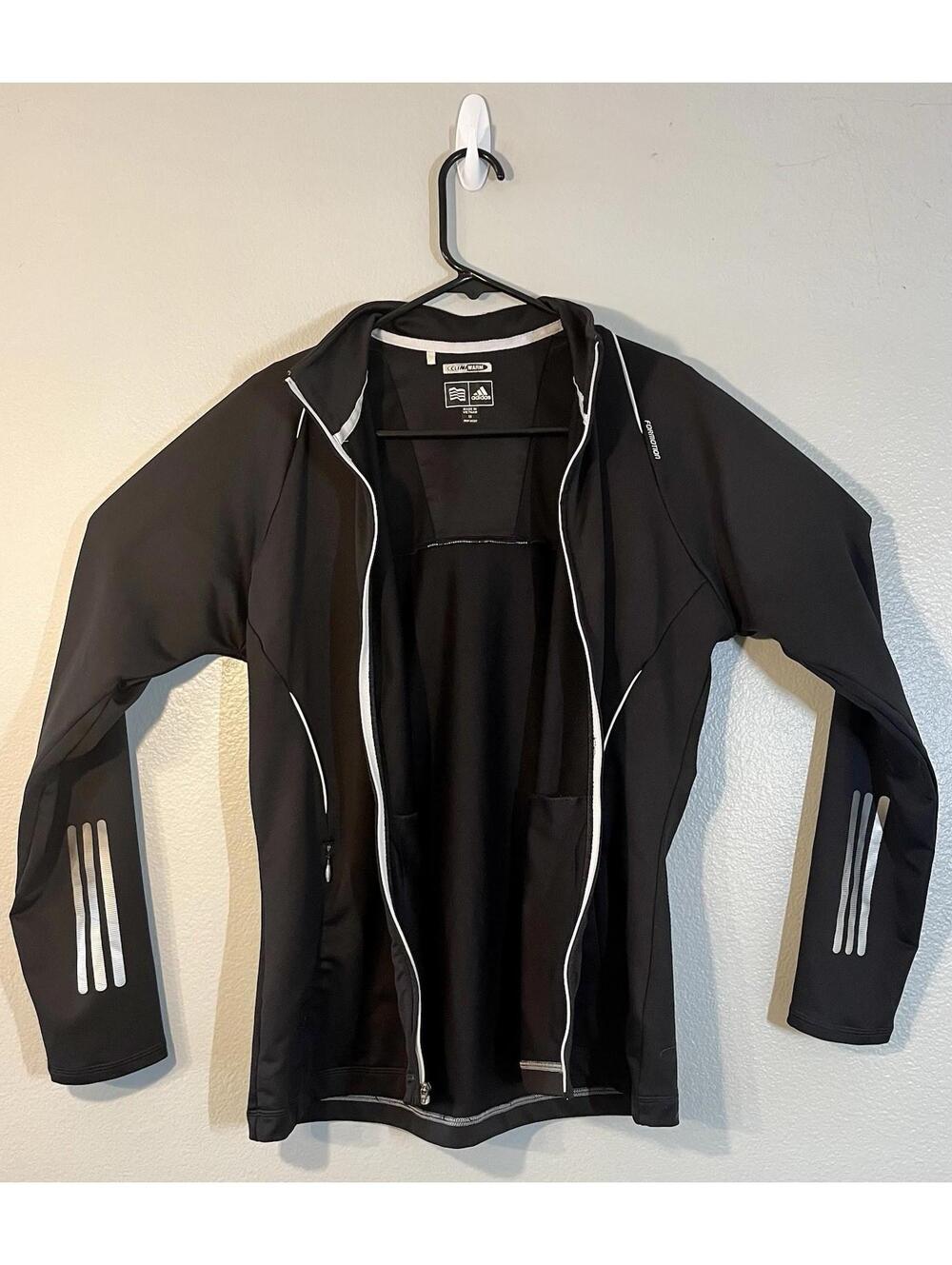 Adidas Jacket Womens Sz/M Black Full Zip Climawarm Reflective Stretch Formotion
